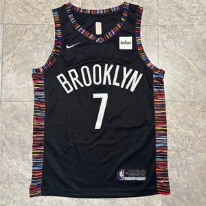 Kevin Durant Brooklyn Nets #7 Nike Black Multicolor Stripe Trim NBA Jersey